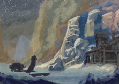 tavern on a lake, winter